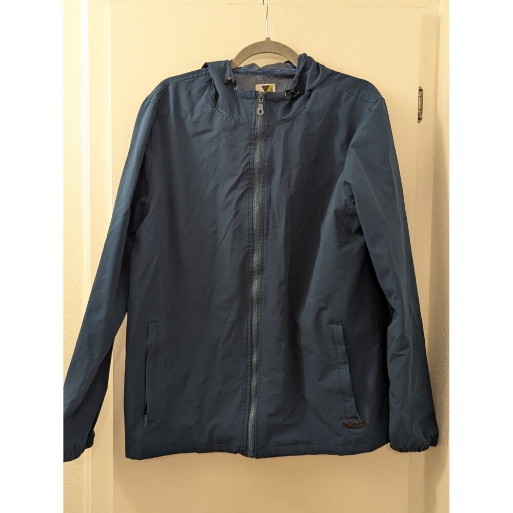 Voyager Mens Lightweight Blue Hooded Jacket Size M Polyester Water-Resistant